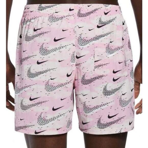 Men's Nike Swim Collage 5’’ Volley Shorts Swim Shorts Pink AOP Men’s XXL - Picture 2 of 5